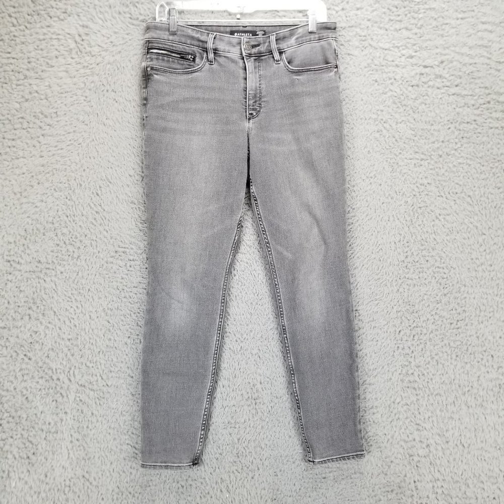 Athleta Jeans Womens 10 Petite Scuptek Gray Stretch Mid Rise Shaping Jeggings